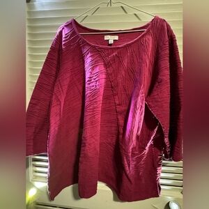 Kim Rogers Plus Size 2X maroon Women's Long Sleeve Tshirt